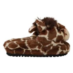 Chaussons Slides Marron Motif Girafe