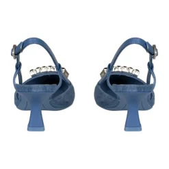 Chaussures Plates en Denim avec Bijoux