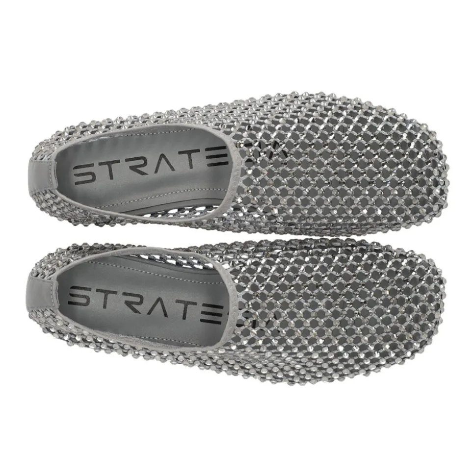 Chaussures Slip-On en Strass Gris