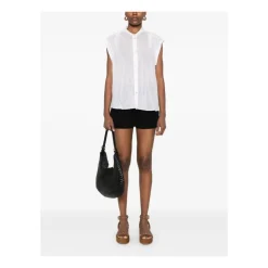 Chemise blanche boutonnée avec détails froncés