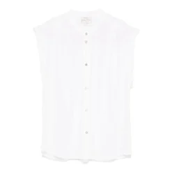 Chemise blanche boutonnée avec détails froncés