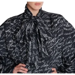 Chemise à col lavallière imprimée « Lettre d'amour »
