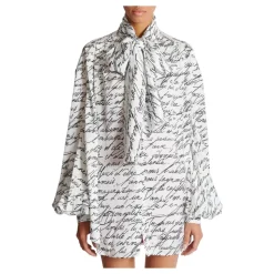 Chemise à col lavallière imprimée « Lettre d'amour »