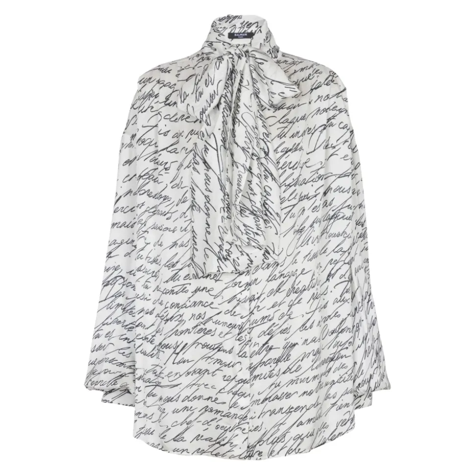 Chemise à col lavallière imprimée « Lettre d'amour »