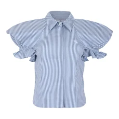 Chemise à Manches Courtes Drapée Rayée