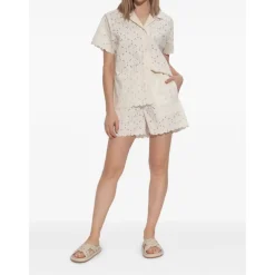 Chemise à Manches Courtes en Coton Brodé