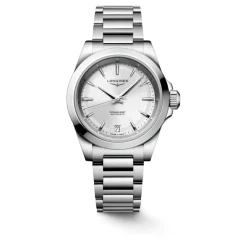 CONQUEST Cadran Argent Rayons de Soleil Montre en Acier