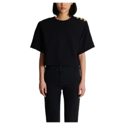 Cropped sweatshirt with buttons