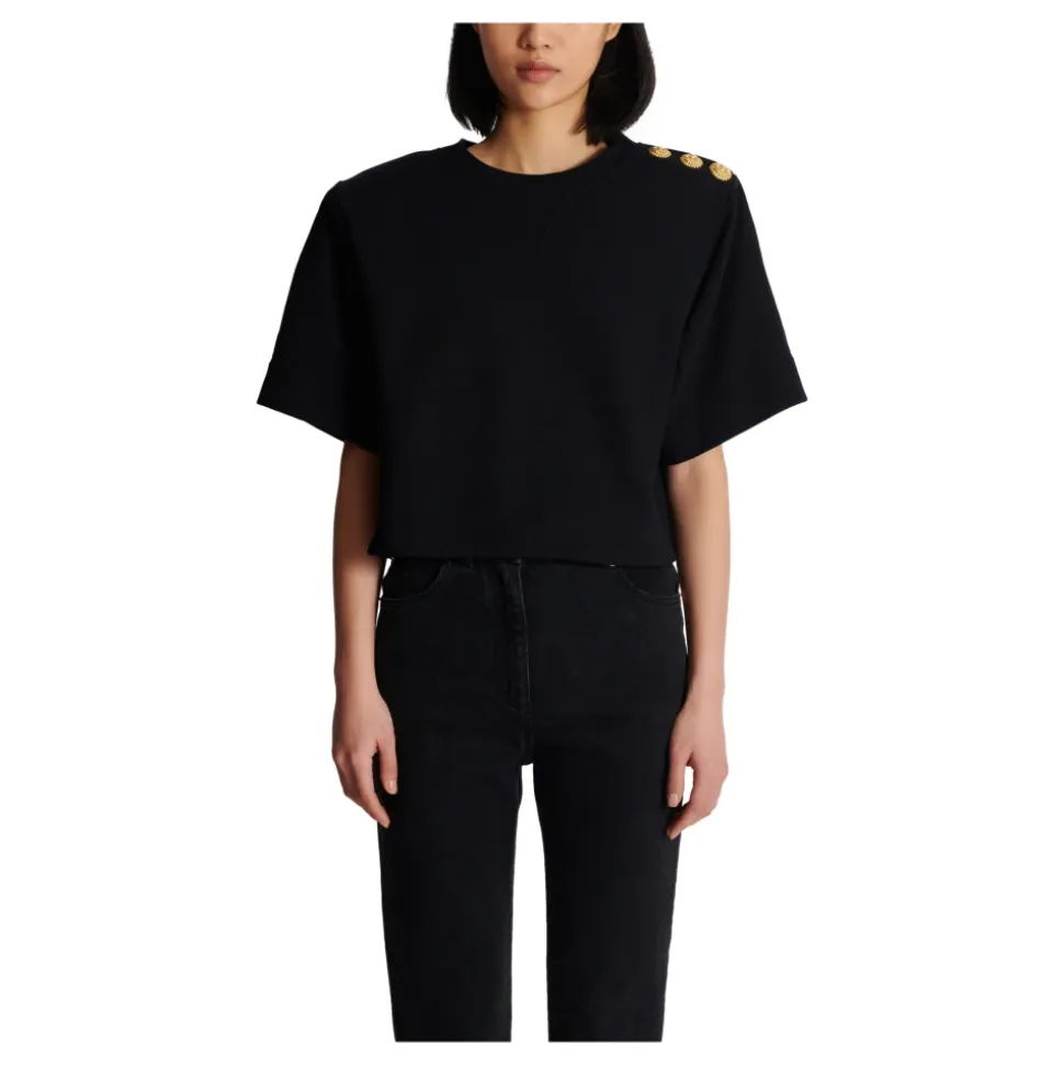 Cropped sweatshirt with buttons