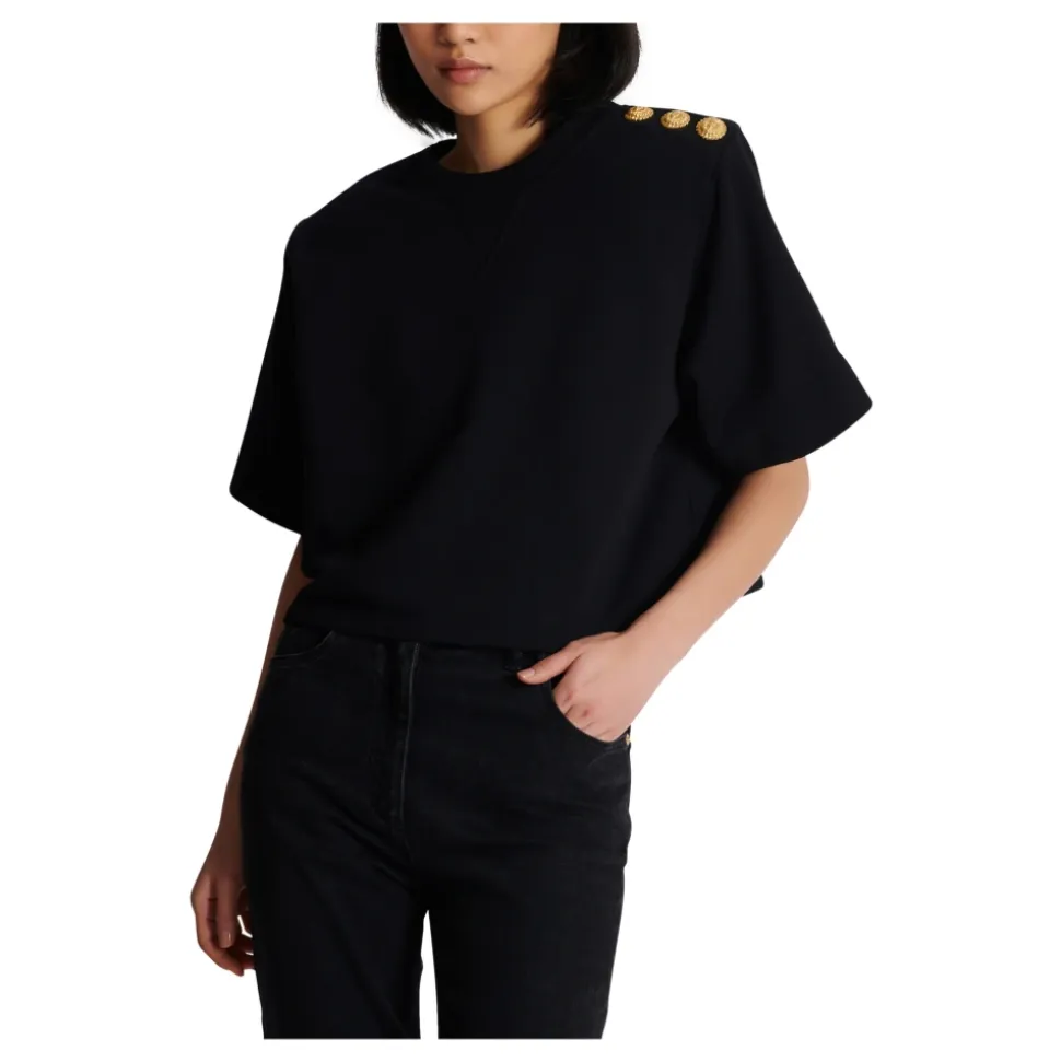 Cropped sweatshirt with buttons