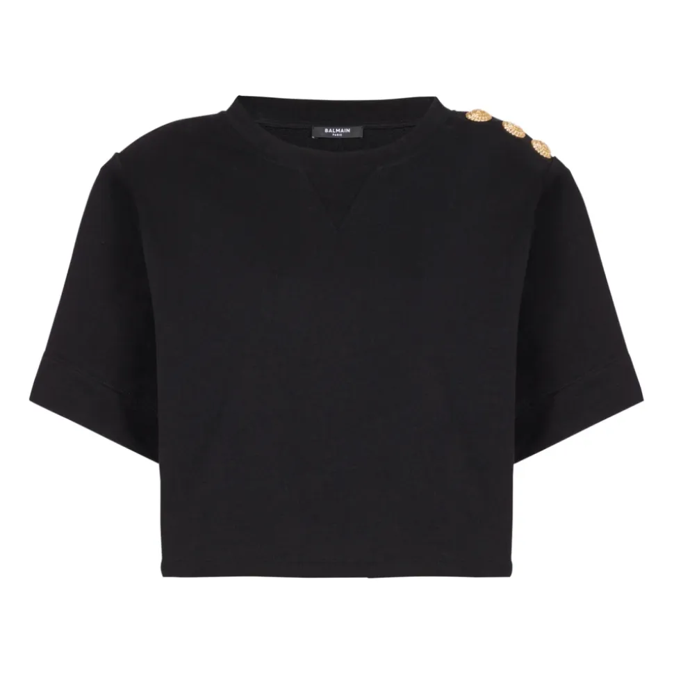 Cropped sweatshirt with buttons