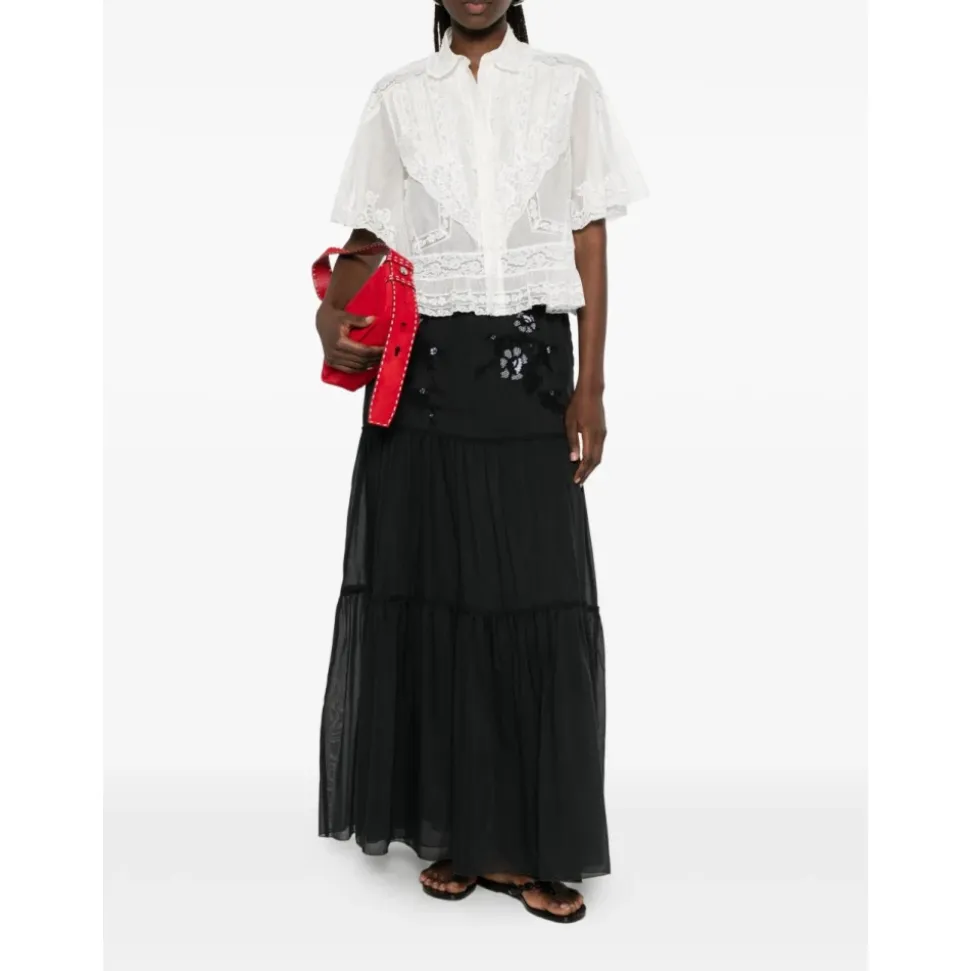 Elastic-waistband Maxi Skirt