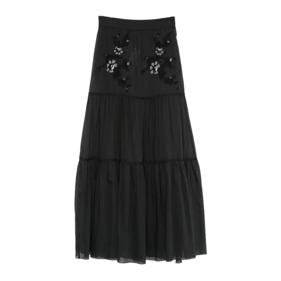 Elastic-waistband Maxi Skirt