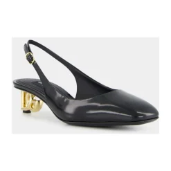 Escarpins en Cuir Verni Noir avec Talon DG