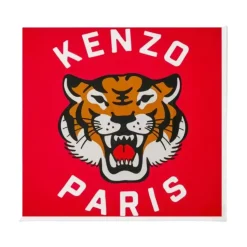 Foulard en Soie Rouge Lucky Tiger