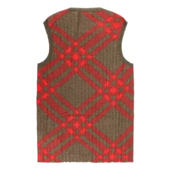 Gilet côtelé à intarsia à carreaux