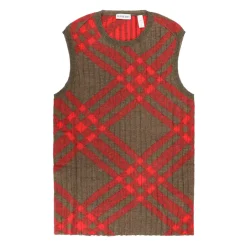 Gilet côtelé à intarsia à carreaux