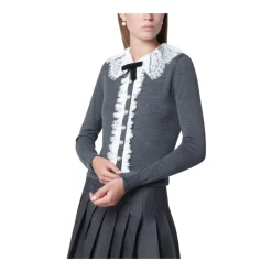 Gilet en maille à col en dentelle