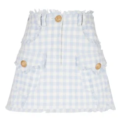 Gingham tweed A-line skirt