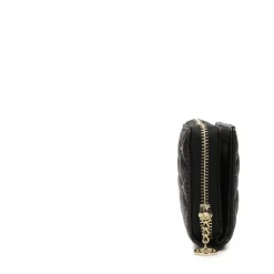 Grand portefeuille noir à fermeture éclair décoré de rivets