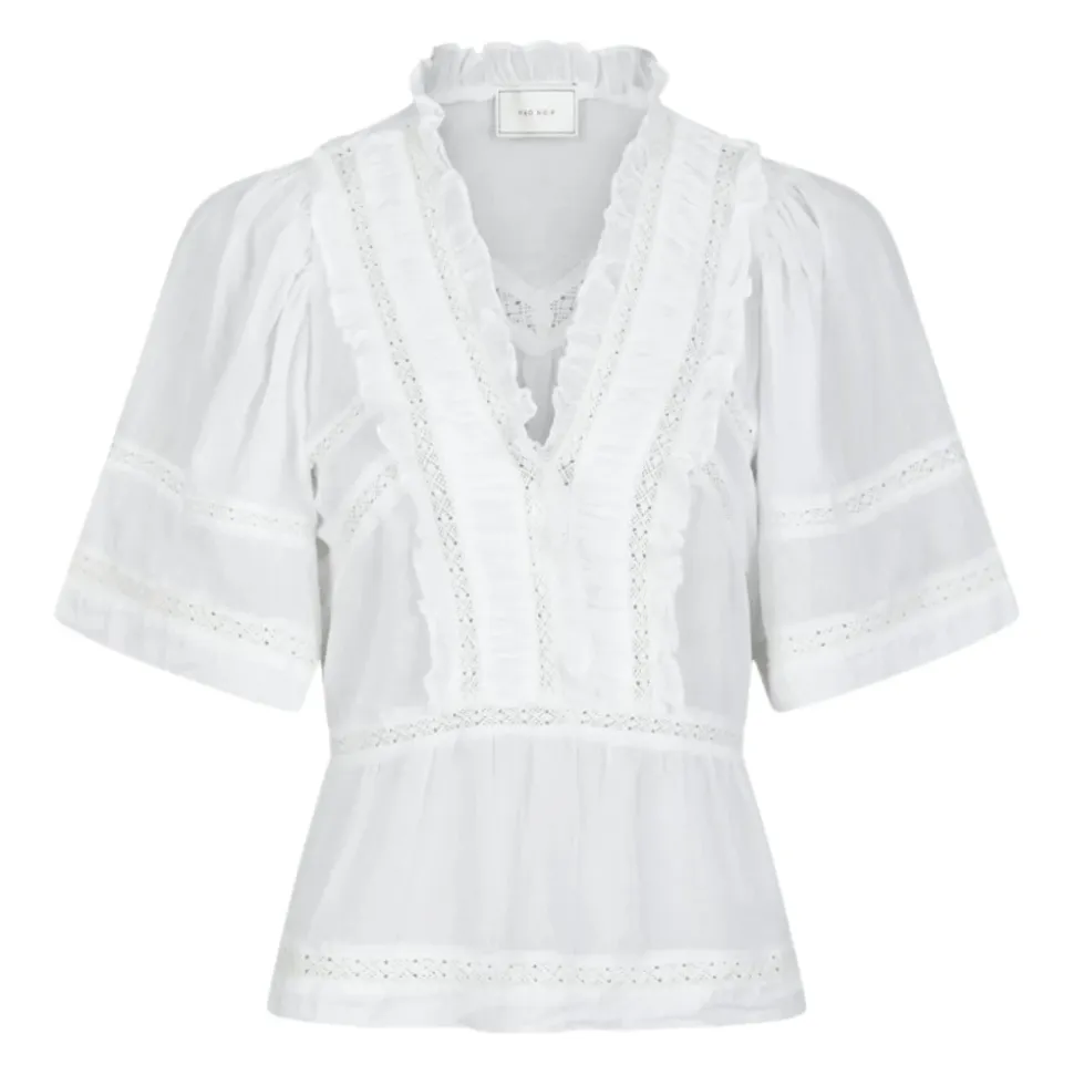 Haut en Voile Blanc avec Détails de Ruban