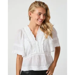 Haut en Voile Blanc avec Détails de Ruban