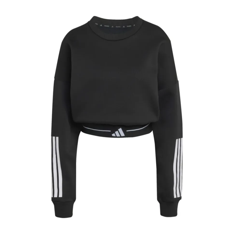Hyperglam 3-Stripes Cropped Crewneck Sweatshirt