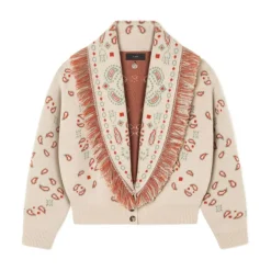 Icon Jacquard Fringed Cardigan