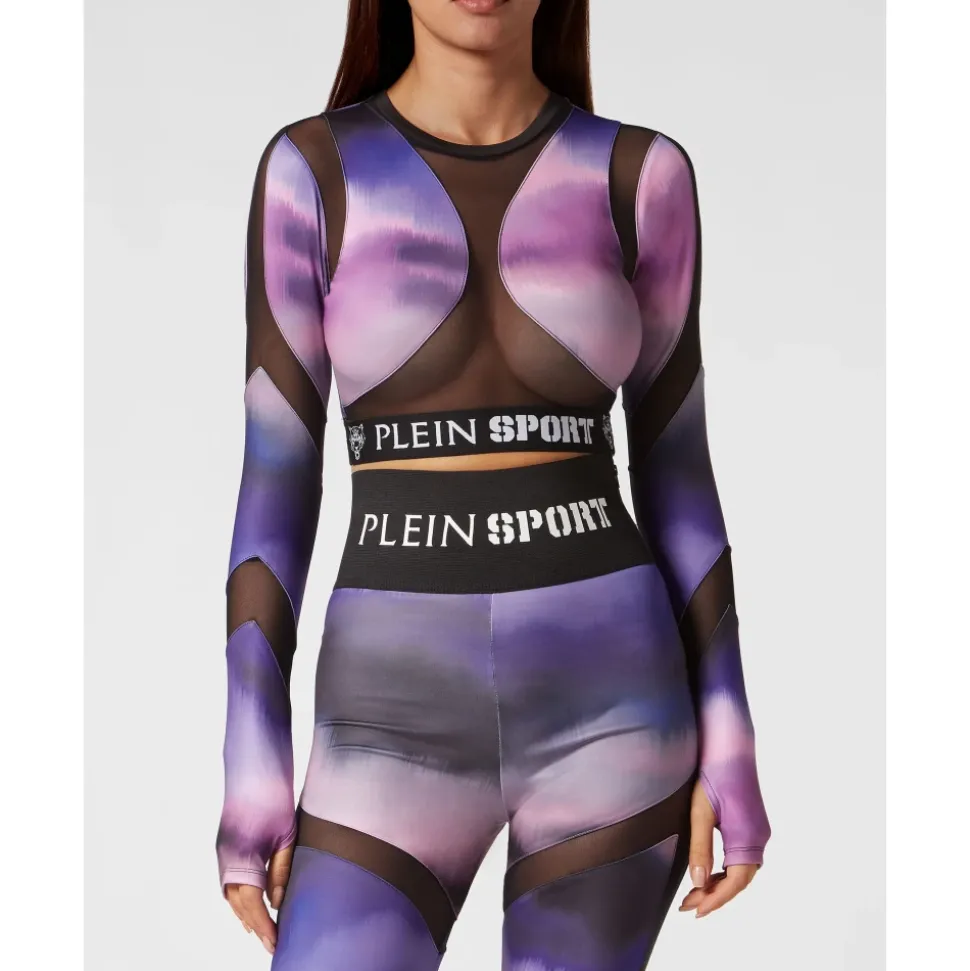 Jacquard Long Sleeve Cropped Top