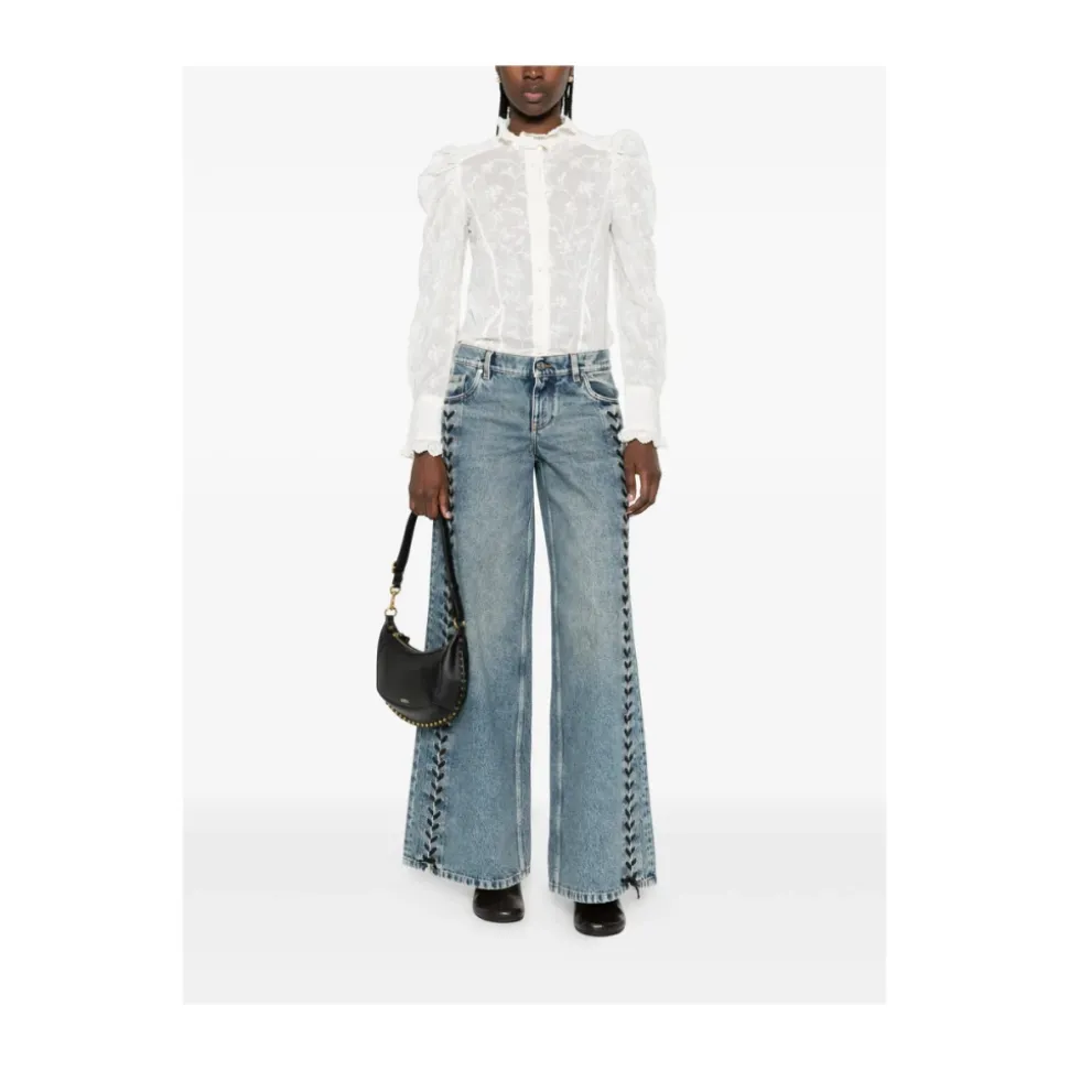 Jean Large à Lacets en Denim
