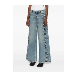 Jean Large à Lacets en Denim
