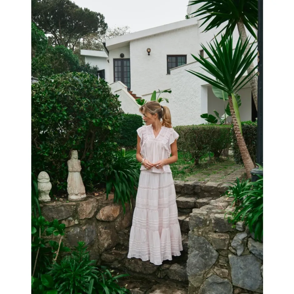 Jupe Longue en Voile Rose Clair