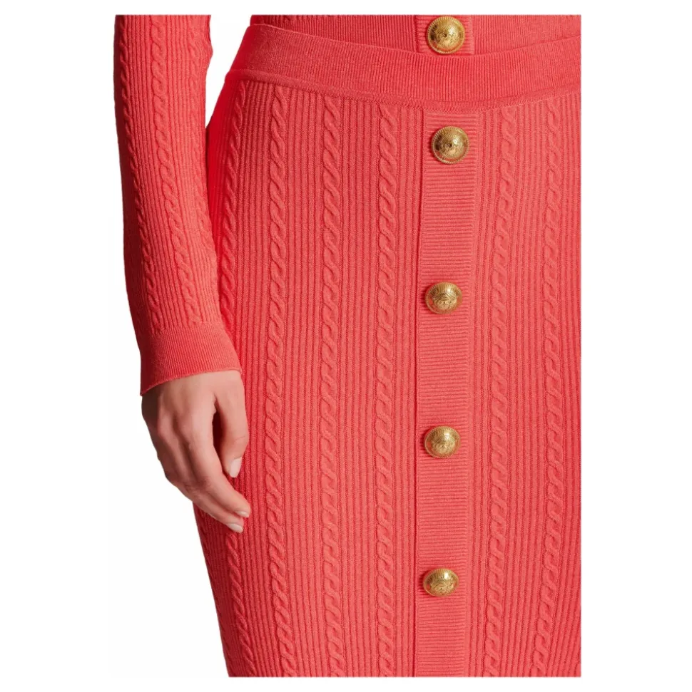 Jupe midi en maille torsadée