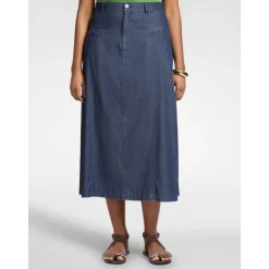 Jupe midi évasée en chambray
