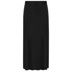 Jupe Midi Évasée en Satin Noir