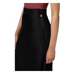 Jupe Midi Évasée en Satin Noir