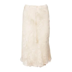Jupe mi-longue en satin devoré viscose
