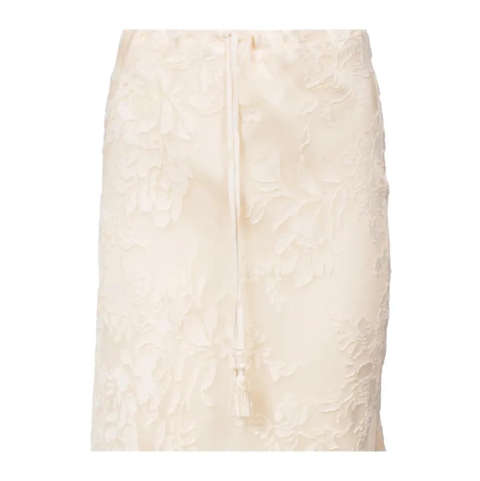 Jupe mi-longue en satin devoré viscose