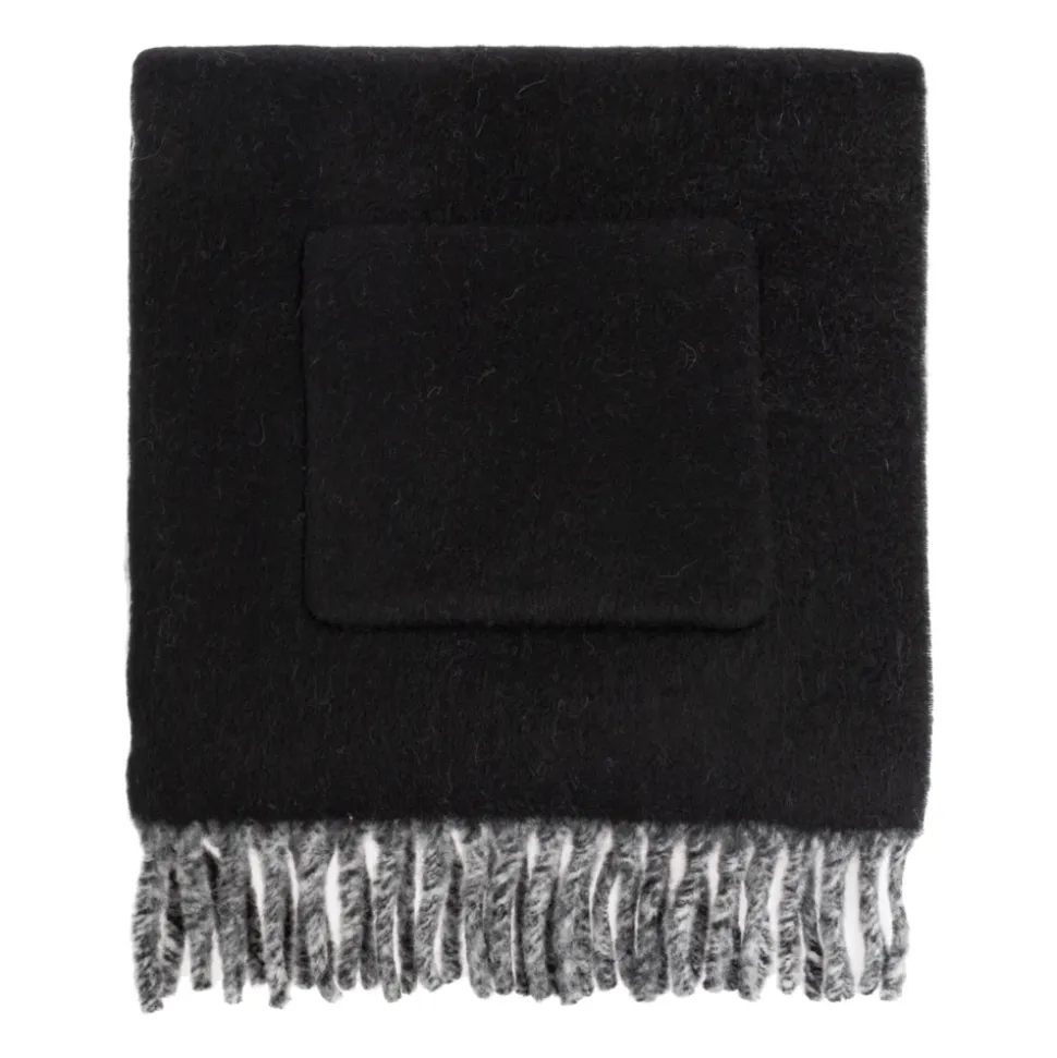 Logo Alpaca Wool Blend Hooded Scarf