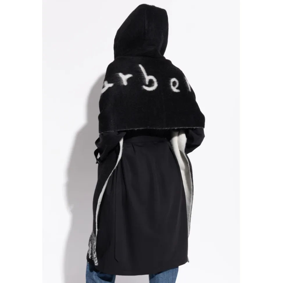 Logo Alpaca Wool Blend Hooded Scarf