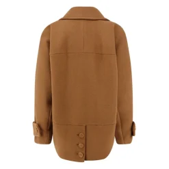 Manteau court en laine à chevrons double boutonnage
