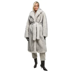 Manteau en fausse fourrure luxueux Natalie - Gris