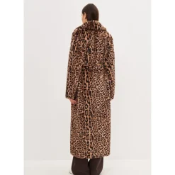 Manteau Long d`Hiver à Imprimé Animal