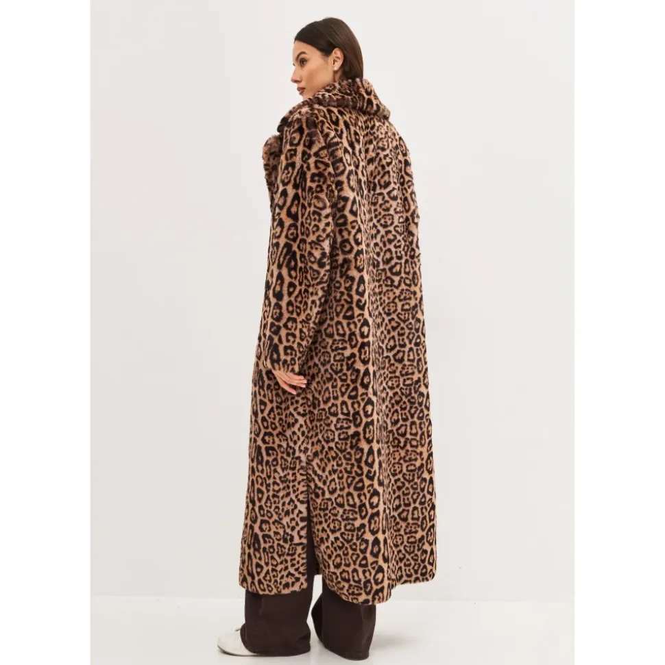 Manteau Long d`Hiver à Imprimé Animal
