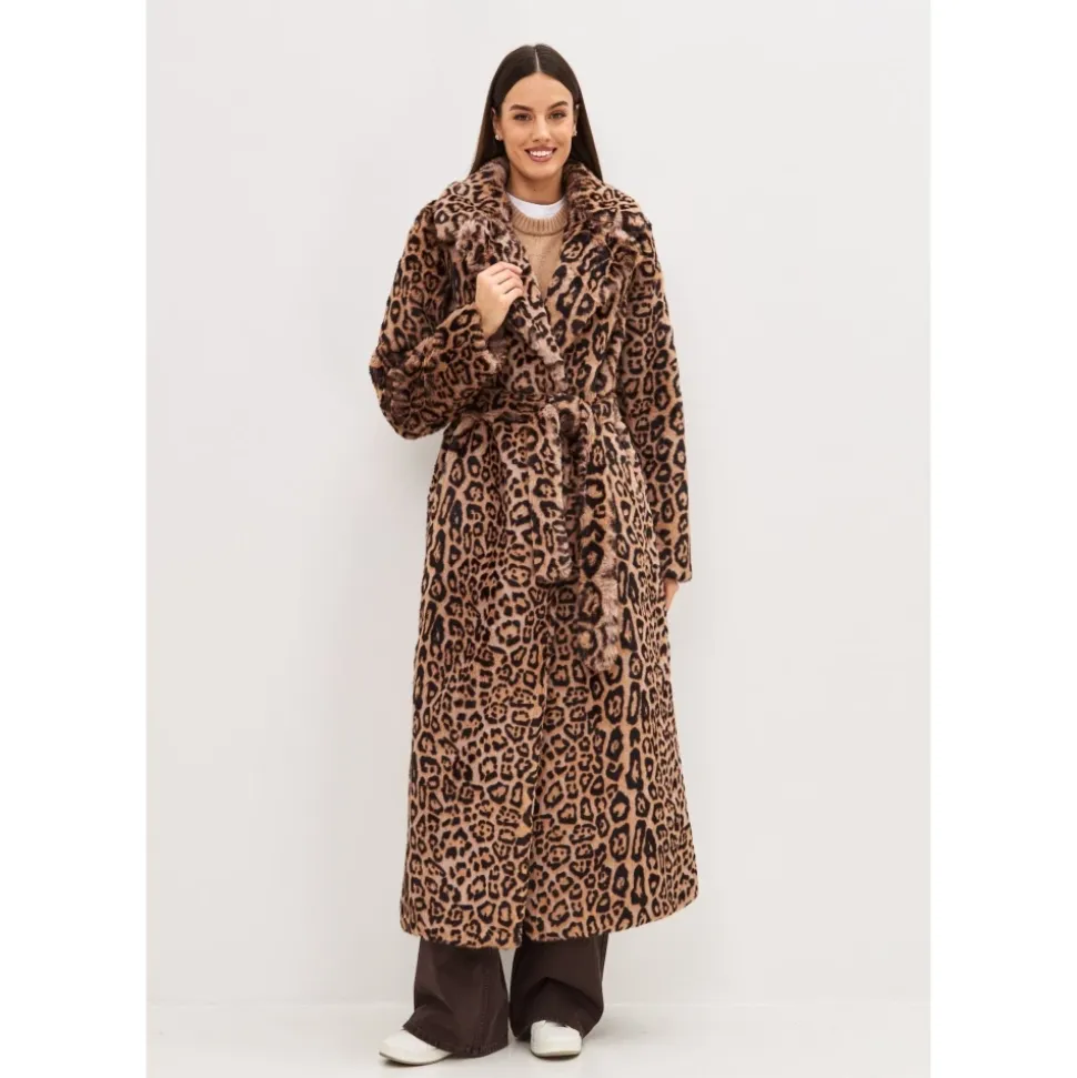 Manteau Long d`Hiver à Imprimé Animal
