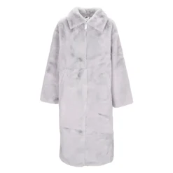 Manteau Long en Fausse Fourrure avec Fermeture Éclair