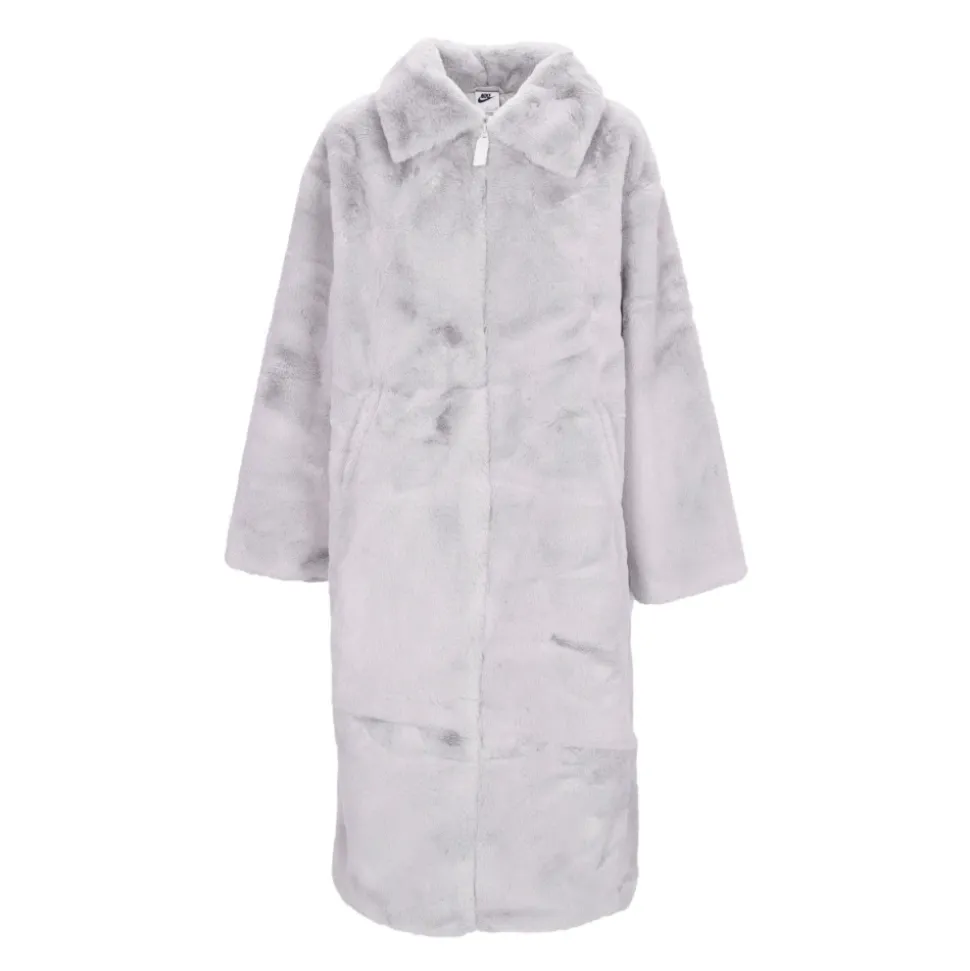 Manteau Long en Fausse Fourrure avec Fermeture Éclair