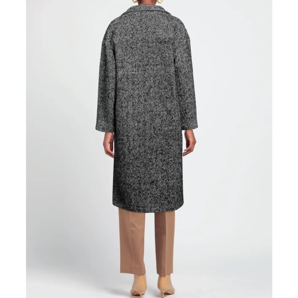 Manteau tweed à motif bicolore