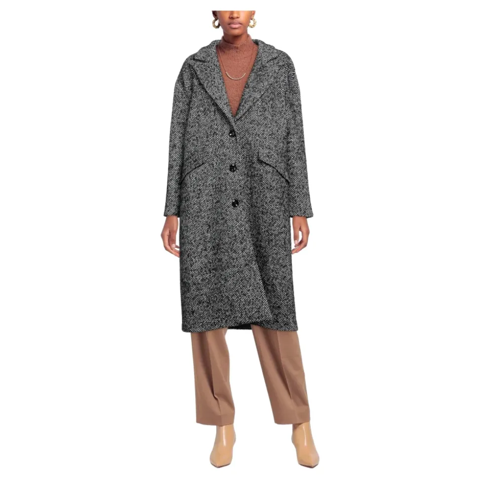 Manteau tweed à motif bicolore