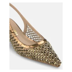 Metallic Effect Mesh Slingback Shoe